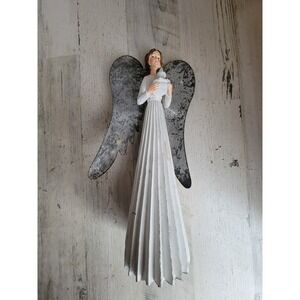 Unique standing angel metal wing rustic Xmas home decor cherub religious candle